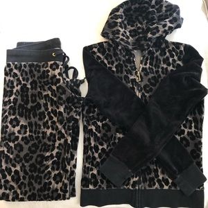 Leopard Print Black Velour Jacket w/ Pants